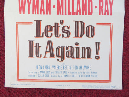 LET'S DO IT AGAIN US INSERT (14"x 36") POSTER JANE WYMAN RAY MILLAND 1953 Rendezvous Cinema Movie posters