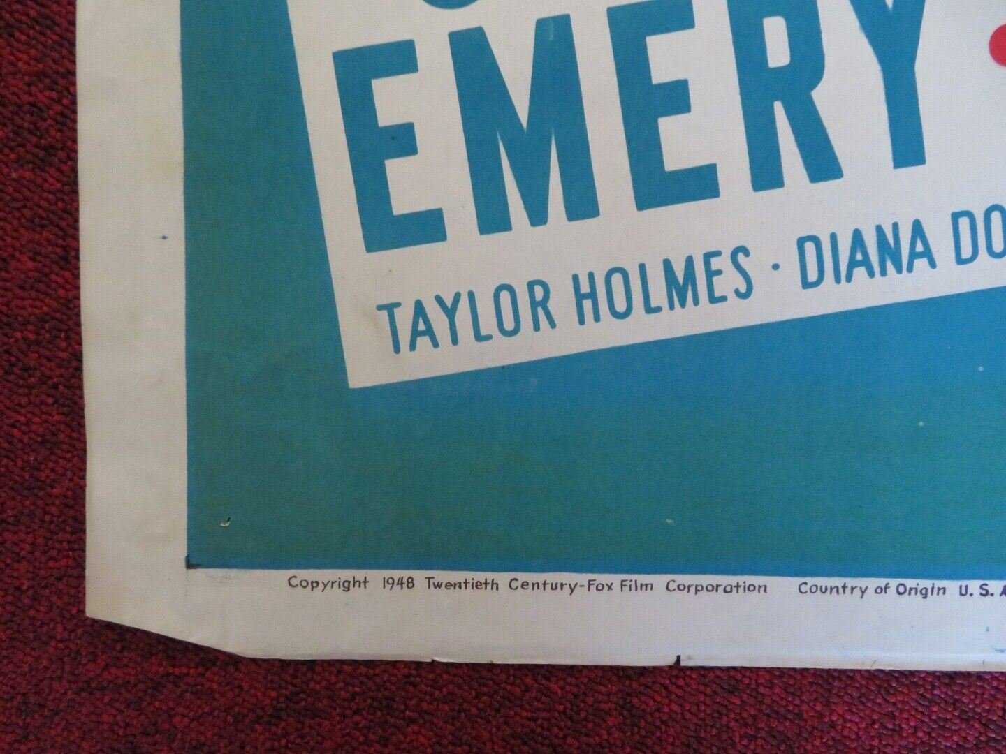 LET'S LIVE AGAIN ONE FOLDED US ONE SHEET POSTER JOHN EMERY HILLARY BROOKE 1948 Movie posters