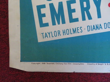 LET'S LIVE AGAIN ONE FOLDED US ONE SHEET POSTER JOHN EMERY HILLARY BROOKE 1948 Movie posters