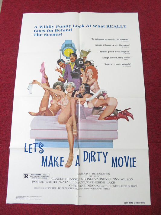 LET'S MAKE A DIRTY MOVIE FOLDED US ONE SHEET POSTER CLAUDE BRASSEUR 1976 Rendezvous Cinema Movie posters