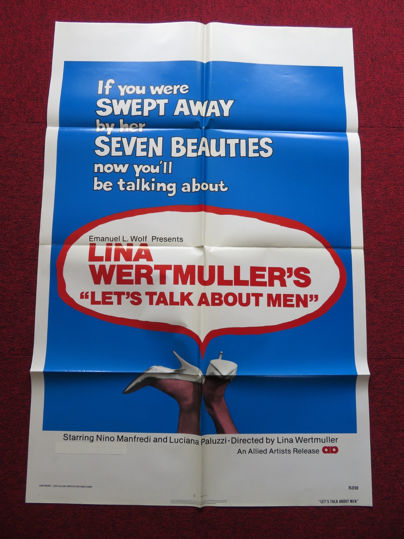 LET'S TALK ABOUT MEN FOLDED US ONE SHEET POSTER NINO MANFREDI L. PALUZZI 1976 Rendezvous Cinema Movie posters