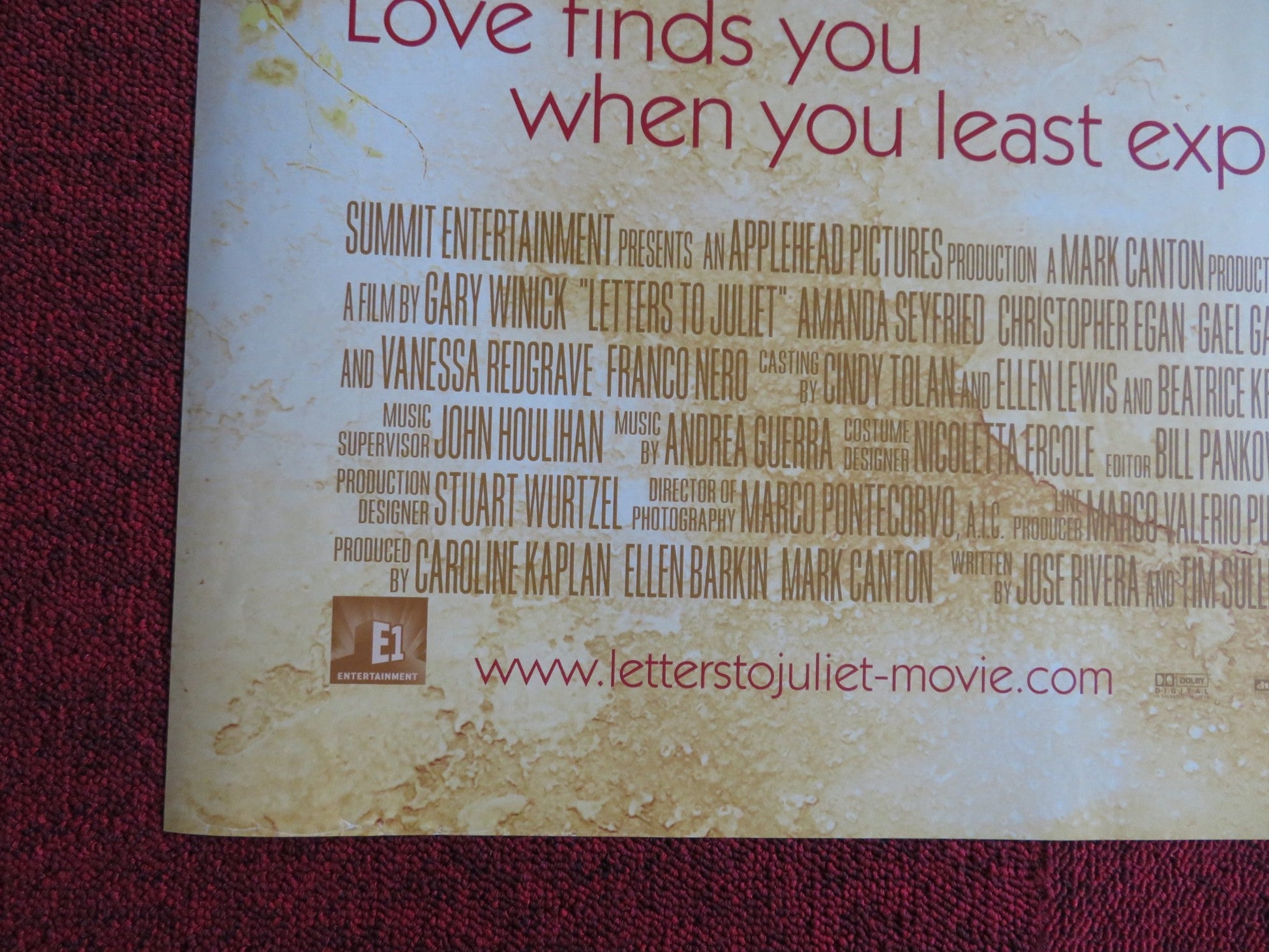 LETTERS TO JULIET UK QUAD (30"x 40") ROLLED POSTER AMANDA SEYFRIED 2010 Rendezvous Cinema Movie posters