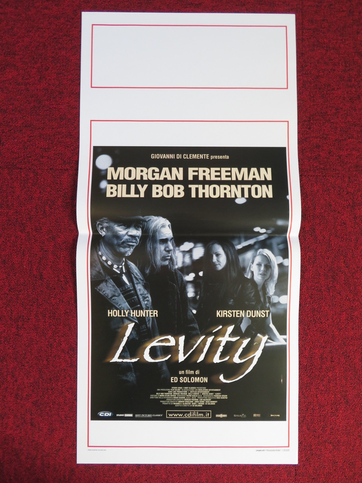 LEVITY ITALIAN LOCANDINA POSTER MORGAN FREEMAN BILLY BOB THORNTON 2003 Rendezvous Cinema Movie posters