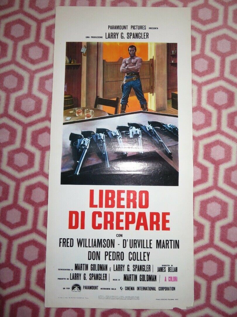 LIBERO DI CREPARE ITALIAN LOCANDINA (27.5"x13") POSTER FRED WILLIAMSON 1973 Movie posters