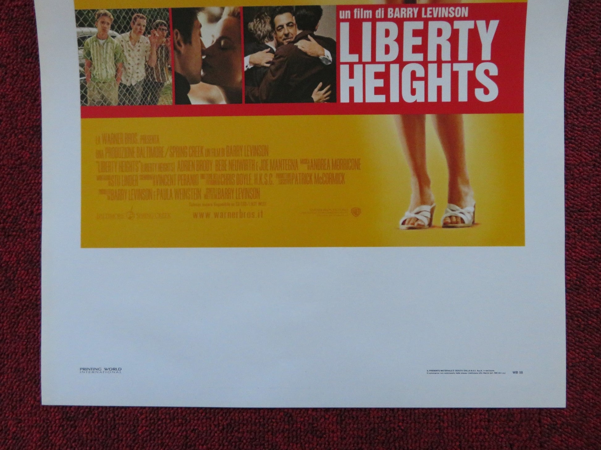 LIBERTY HEIGHTS ITALIAN LOCANDINA POSTER ADRIEN BRODY BEBE NEUWIRTH 1999 Rendezvous Cinema Movie posters