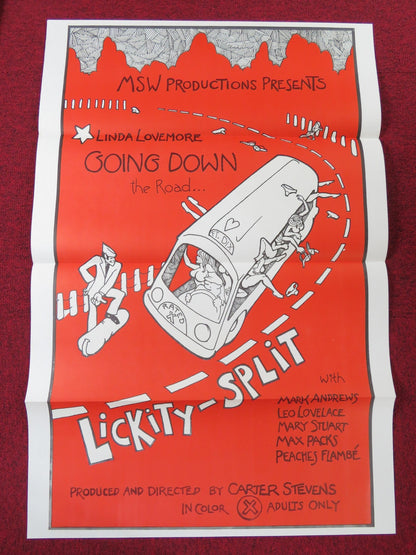 LICKITY SPLIT - B US TRI FOLDED ONE SHEET ROLLED POSTER LINDA LOVELACE 1974 Rendezvous Cinema Movie posters