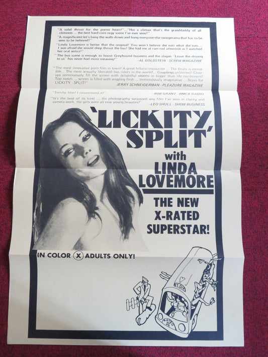 LICKITY SPLIT US TRI FOLDED ONE SHEET ROLLED POSTER LINDA LOVEMORE SANDI FOXX Rendezvous Cinema Movie posters