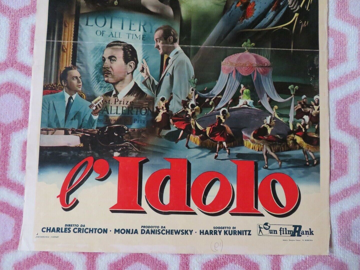 L'IDOLO / The Love Lottery ITALIAN LOCANDINA (24"x13") POSTER 1954 Movie posters