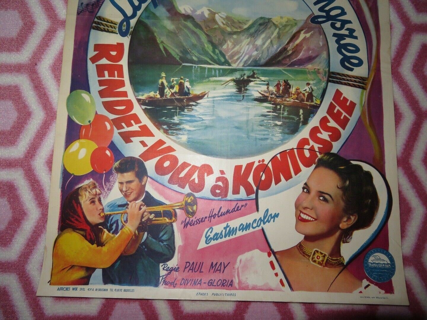LIEFDE AAN DE KONINGSZEE/ Weißer Holunder BELGIUM (21.5"x 14") POSTER 1957 Movie posters