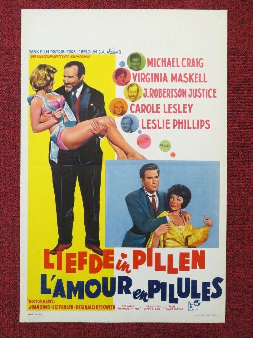 LIEFDE IN PILLEN / DOCTOR IN LOVE BELGIUM (21"x14") POSTER MICHAEL CRAIG 1960 Movie posters