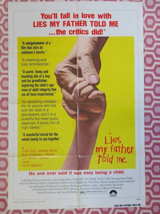 LIES MY FATHER TOLD ME US ONE SHEET POSTER YOSSI YADIN LEN BIRMAN '75 Rendezvous Cinema Movie posters