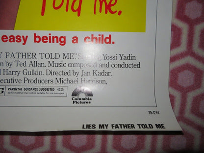 LIES MY FATHER TOLD ME US ONE SHEET ROLLED POSTER YOSSI YADIN 1975 Movie posters
