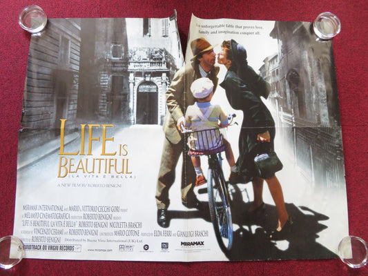 LIFE IS BEAUTIFUL UK QUAD ROLLED POSTER ROBERTO BENIGNI NICOLETTA BRASCHI 1997 Rendezvous Cinema Movie posters