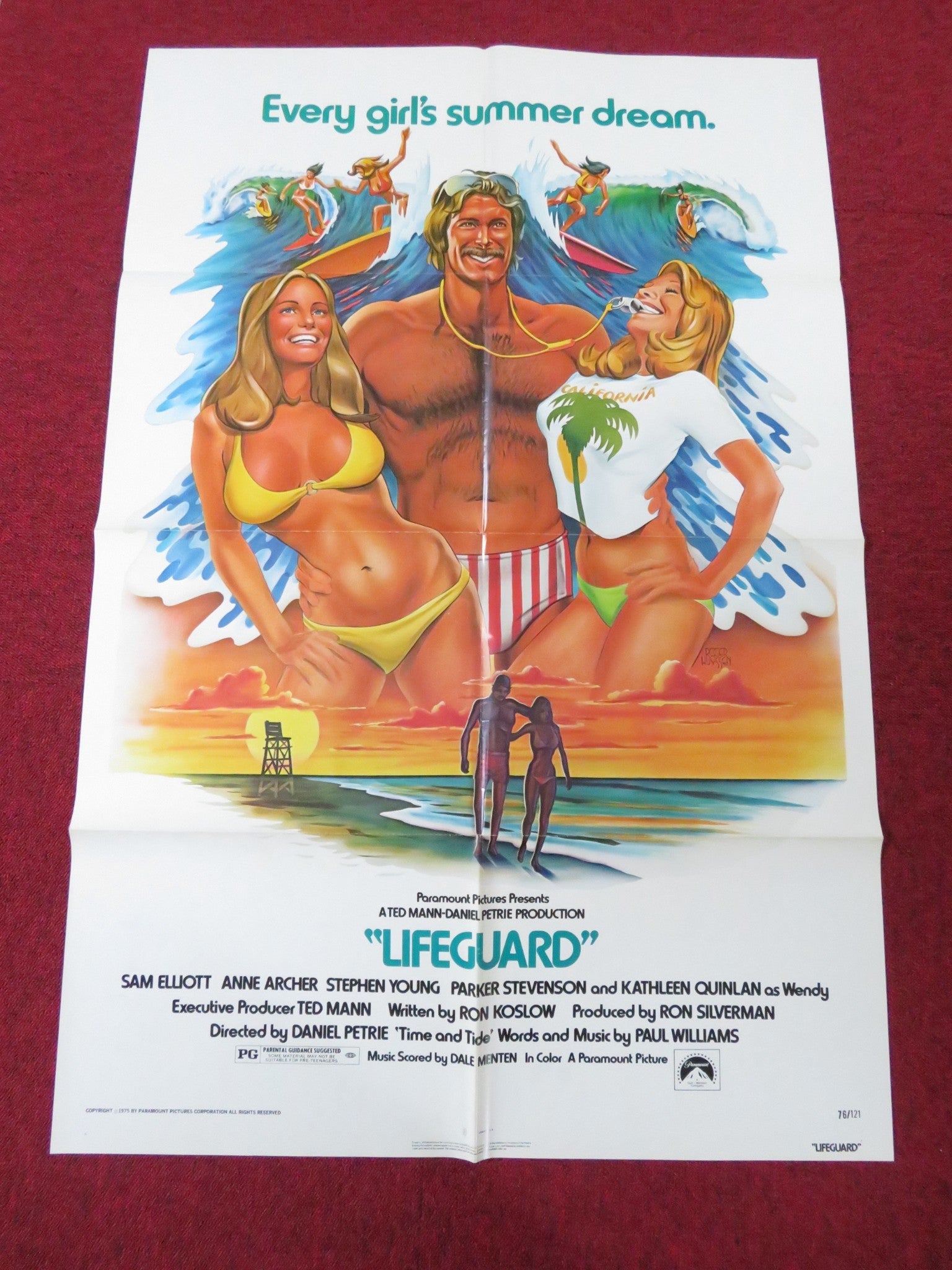 LIFEGUARD FOLDED US ONE SHEET POSTER SAM ELLIOTT ANNE ARCHER 1976 Rendezvous Cinema Movie posters