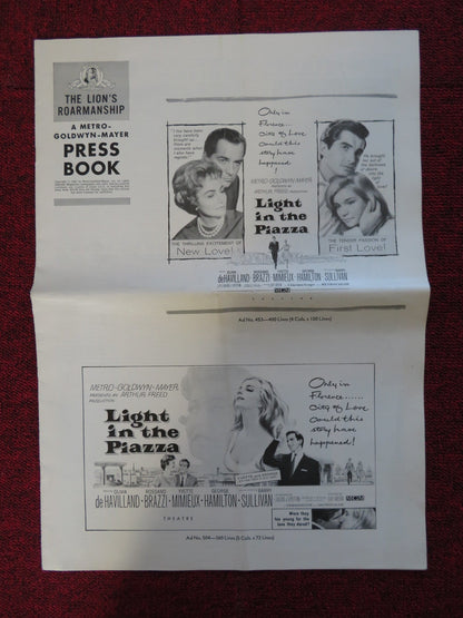 LIGHT IN THE PIAZZA UNCUT METRO GOLDWYN MAYER FOLDED PRESS BOOK BRAZZI 1962 Rendezvous Cinema Movie posters