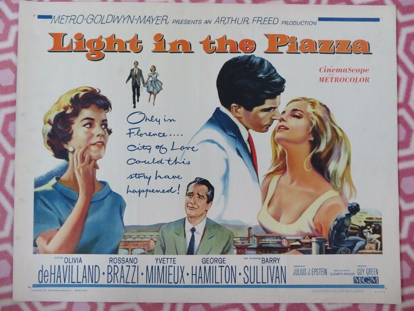 LIGHT IN THE PIAZZA US HALF SHEET (22"x 28") POSTER OLIVIA DE HAVILLAND 1962 Movie posters