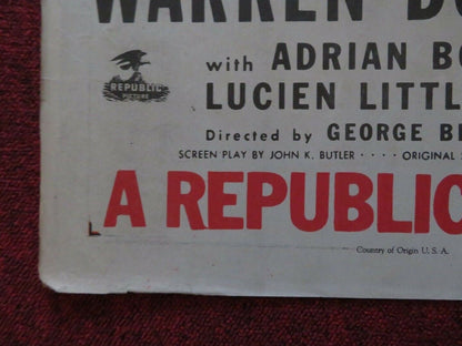 LIGHTNIN' IN THE FOREST FOLDED US ONE SHEET POSTER LYNNE ROBERTS 1948 Movie posters