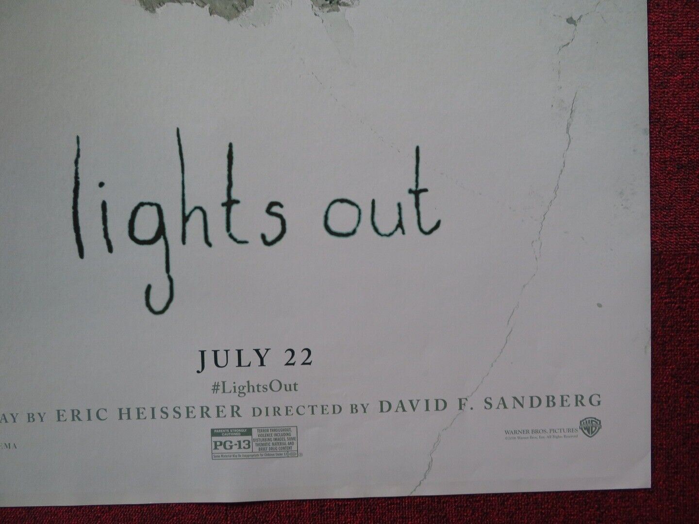 LIGHTS OUT US ONE SHEET ROLLED POSTER DAVID F.SANDBERG 2016 Movie posters
