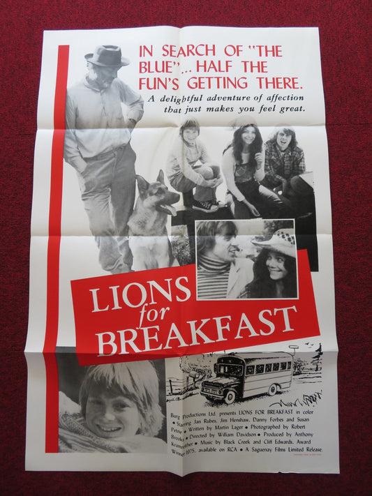 LIONS FOR BREAKFAST FOLDED US ONE SHEET POSTER JAN RUBES JIM HENSHAW 1975 Rendezvous Cinema Movie posters