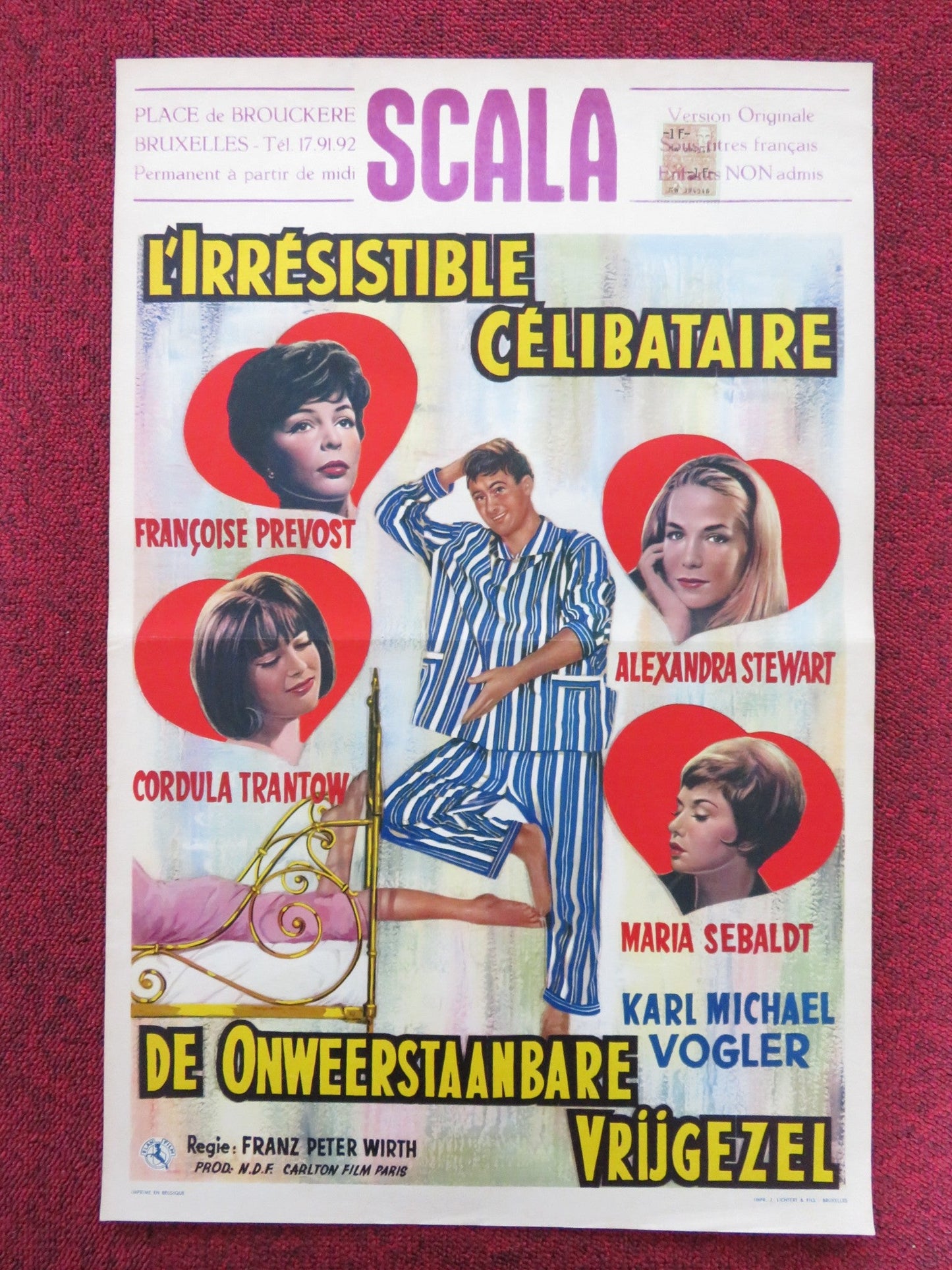 L'IRRESISTIBLE CELIBATAIRE BELGIUM POSTER KARL MICHAEL VOGLER PREVOST 1963 Rendezvous Cinema Movie posters