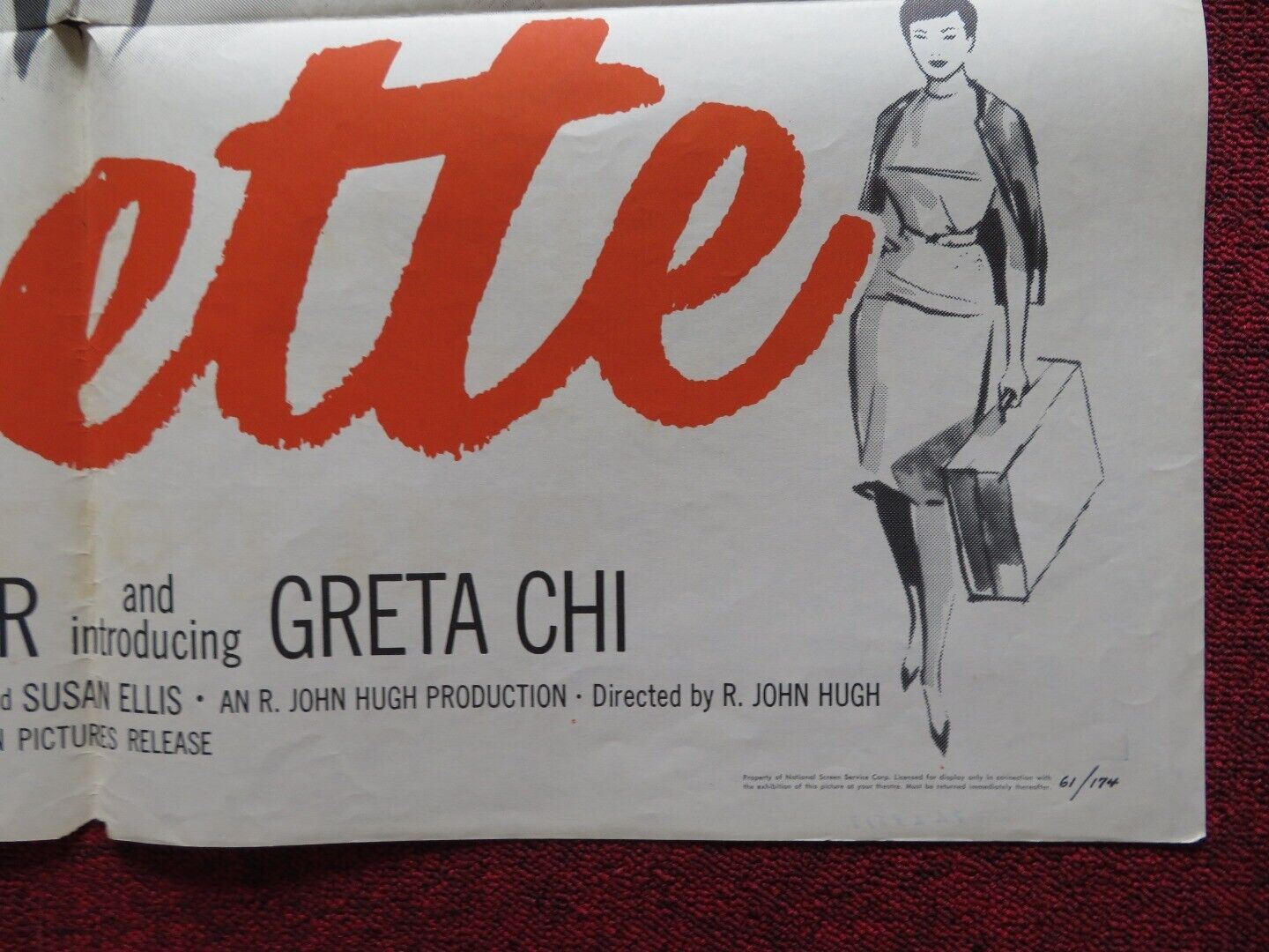 LISETTE / FALL GIRL FOLDED US ONE SHEET POSTER JOHN AGAR GRETA CHI 1961 Movie posters