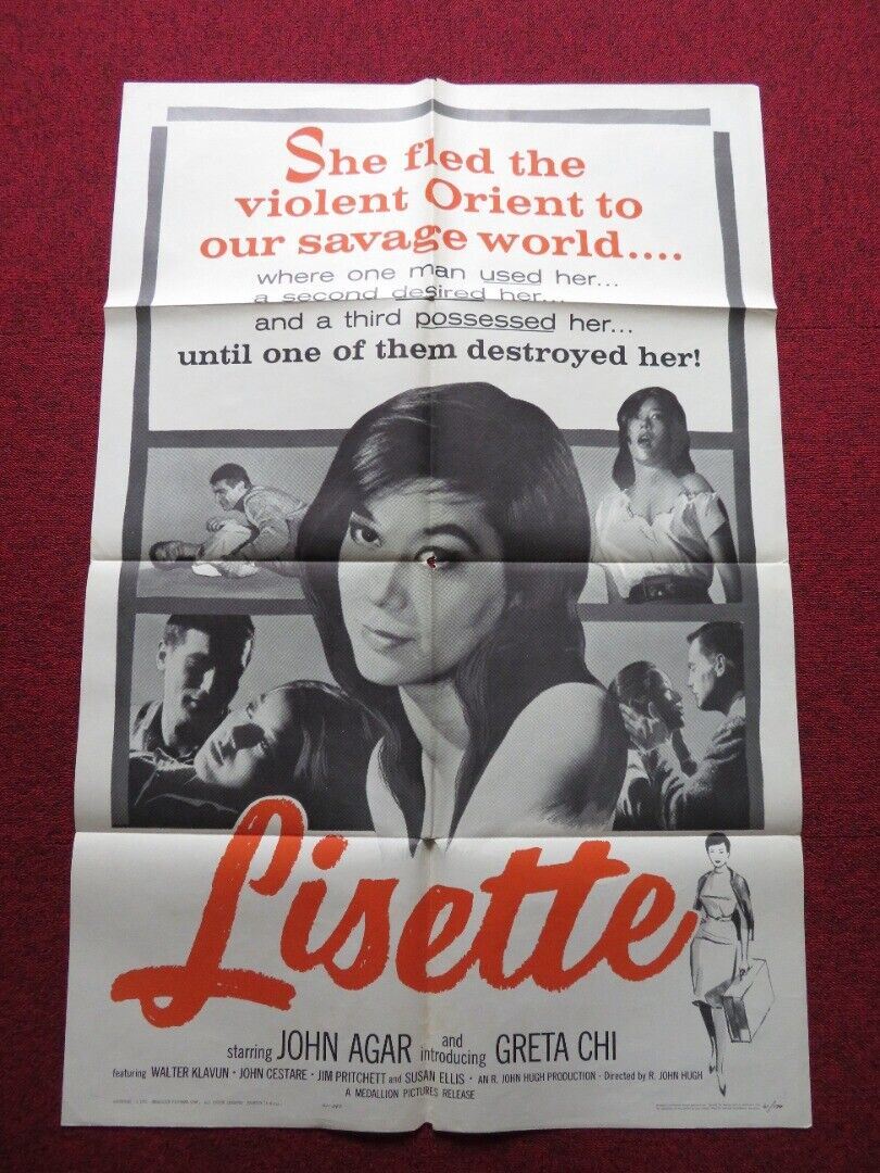 LISETTE / FALL GIRL FOLDED US ONE SHEET POSTER JOHN AGAR GRETA CHI 1961 Movie posters