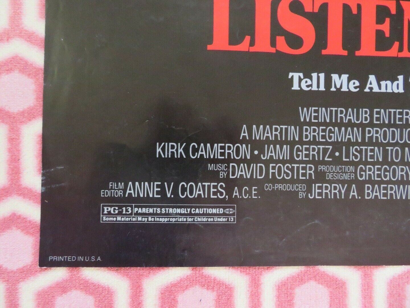 LISTEN TO ME ONE SHEET POSTER KIRK CAMERON JAMI GERTZ ROY SCHEIDER Movie posters