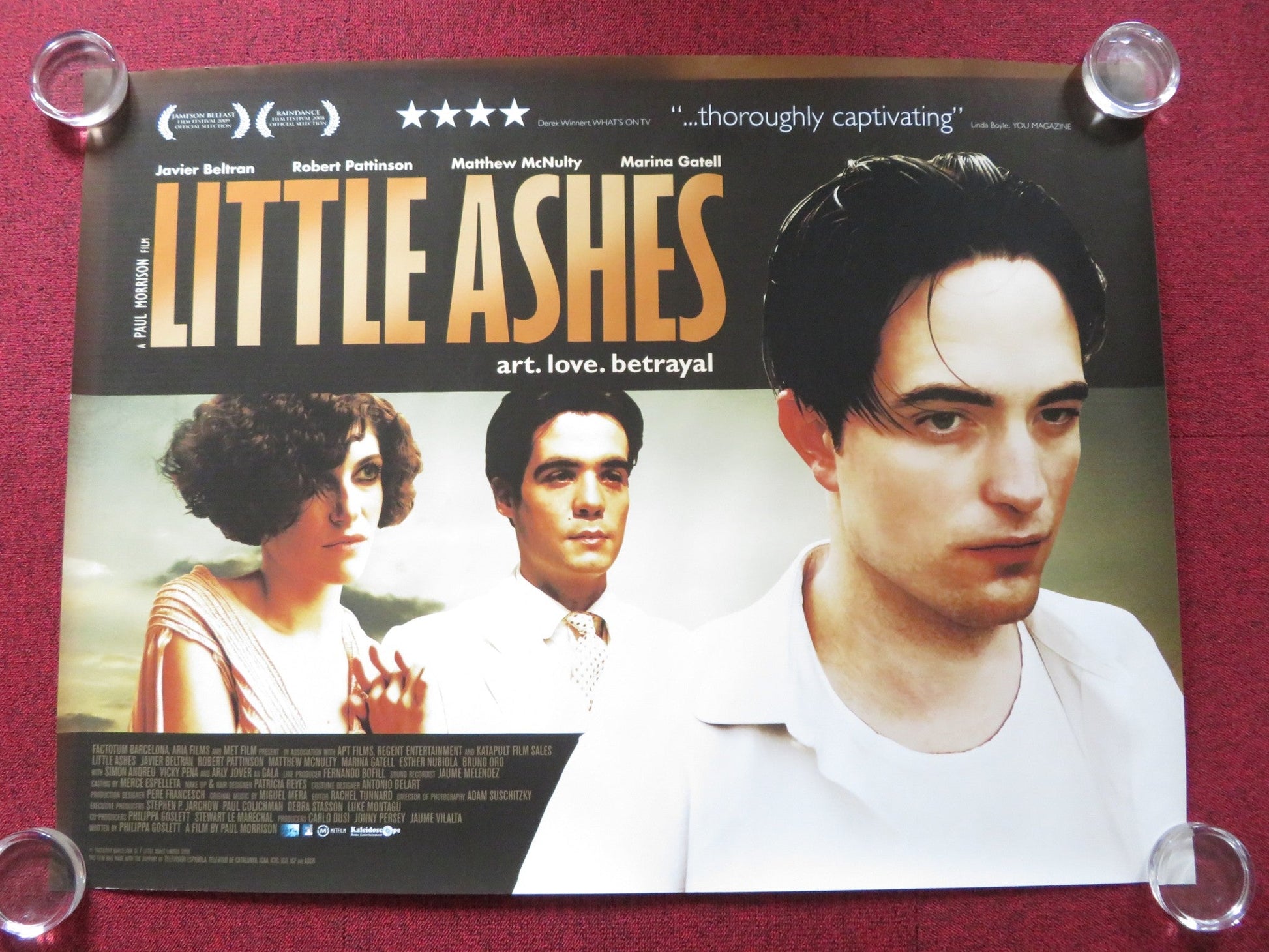 LITTLE ASHES UK QUAD (30"x 40") ROLLED POSTER ROBERT PATTINSON 2008 Rendezvous Cinema Movie posters