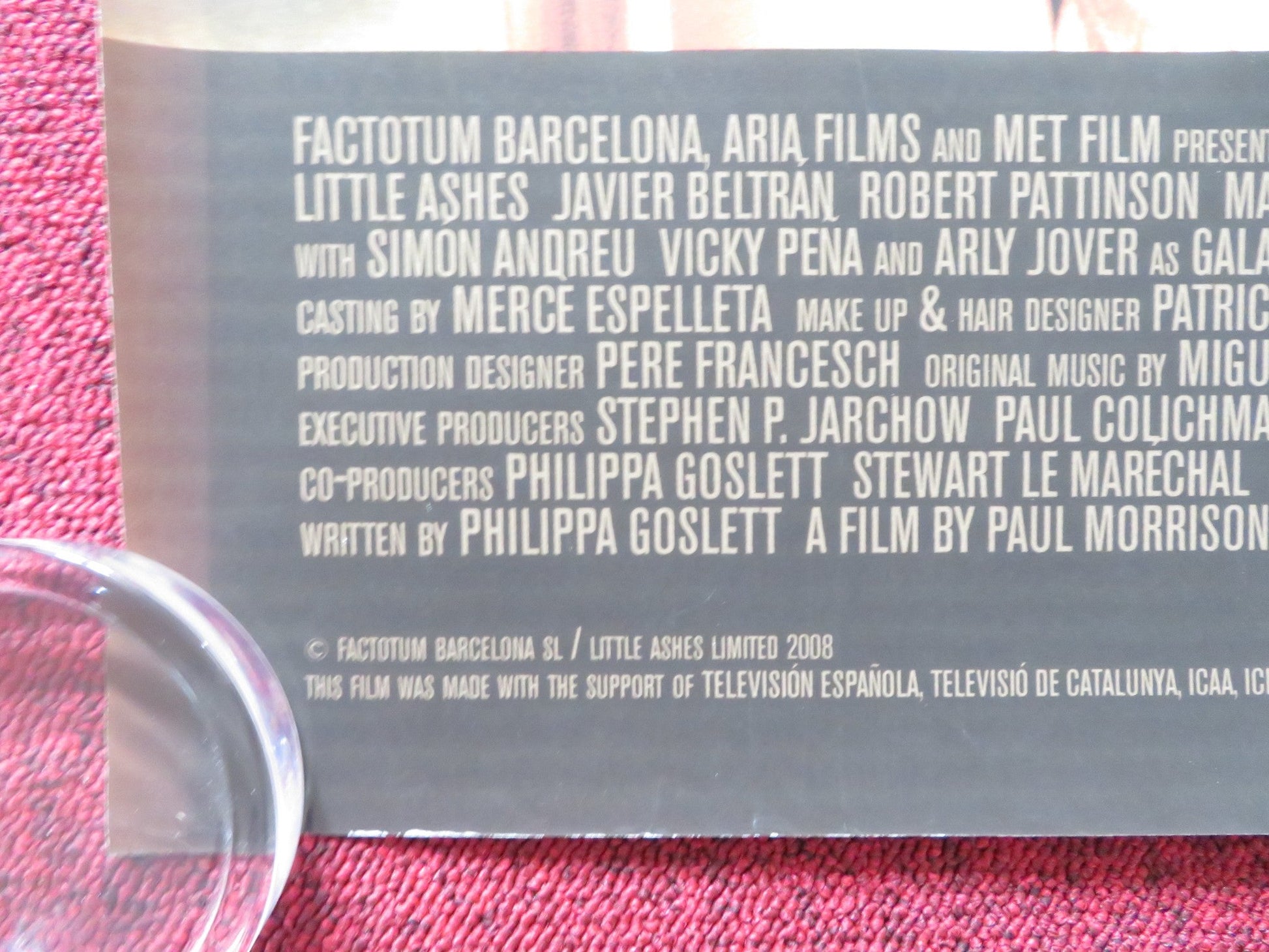 LITTLE ASHES UK QUAD (30"x 40") ROLLED POSTER ROBERT PATTINSON 2008 Rendezvous Cinema Movie posters