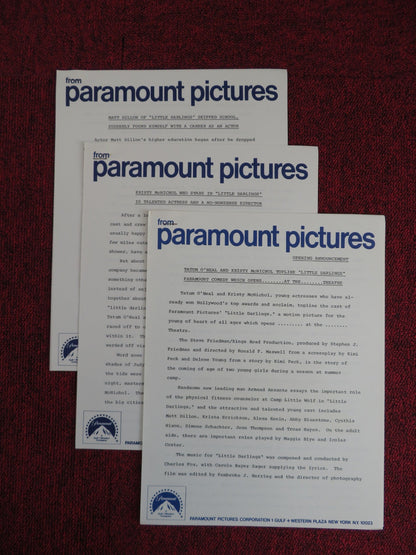 LITTLE DARLINGS PRESSKIT PARAMOUNT PICTURES TATUM O'NEAL KRISTY MCNICHOL 1980 Rendezvous Cinema Movie posters