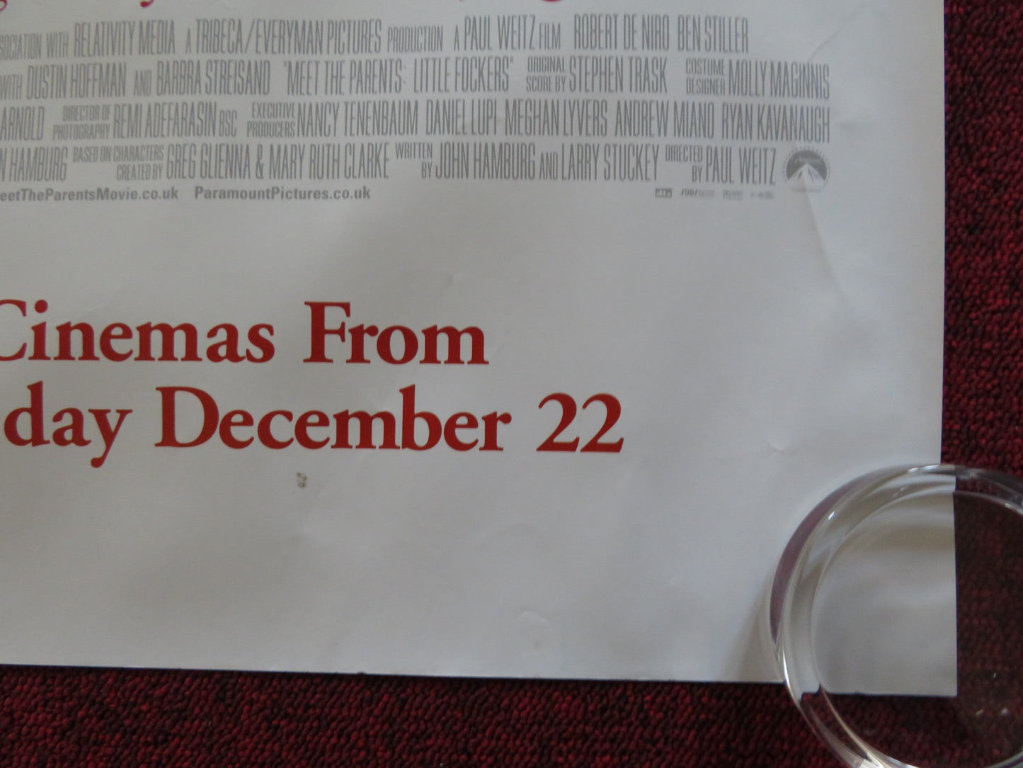 LITTLE FOCKERS UK QUAD (30"x 40") ROLLED POSTER ROBERT DE NIRO BEN STILLER 2010 Rendezvous Cinema Movie posters