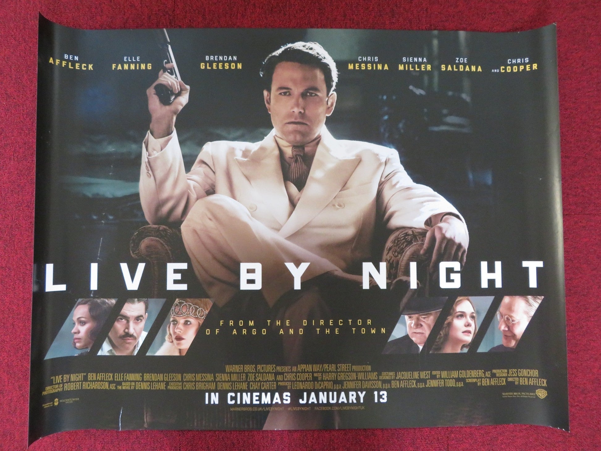 LIVE BY NIGHT UK QUAD (30"x 40") ROLLED POSTER BEN AFFLECK ELLE FANNING 2016 Rendezvous Cinema Movie posters