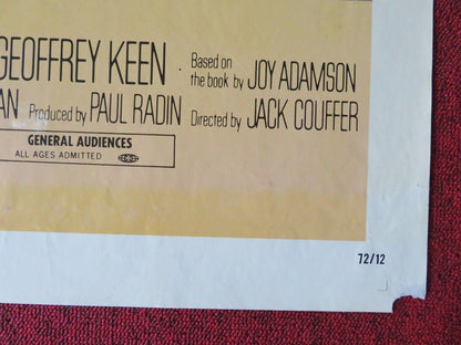 LIVING FREE FOLDED US ONE SHEET POSTER NIGEL DAVENPORT 1972 Movie posters