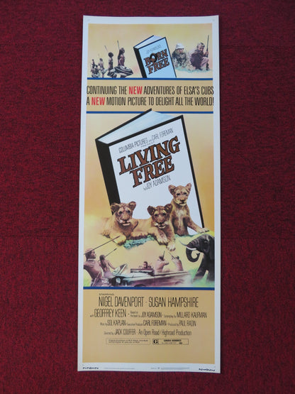 LIVING FREE US INSERT (14"x 36") POSTER NIGEL DAVENPORT SUSAN HAMPSHIRE 1972 Rendezvous Cinema Movie posters