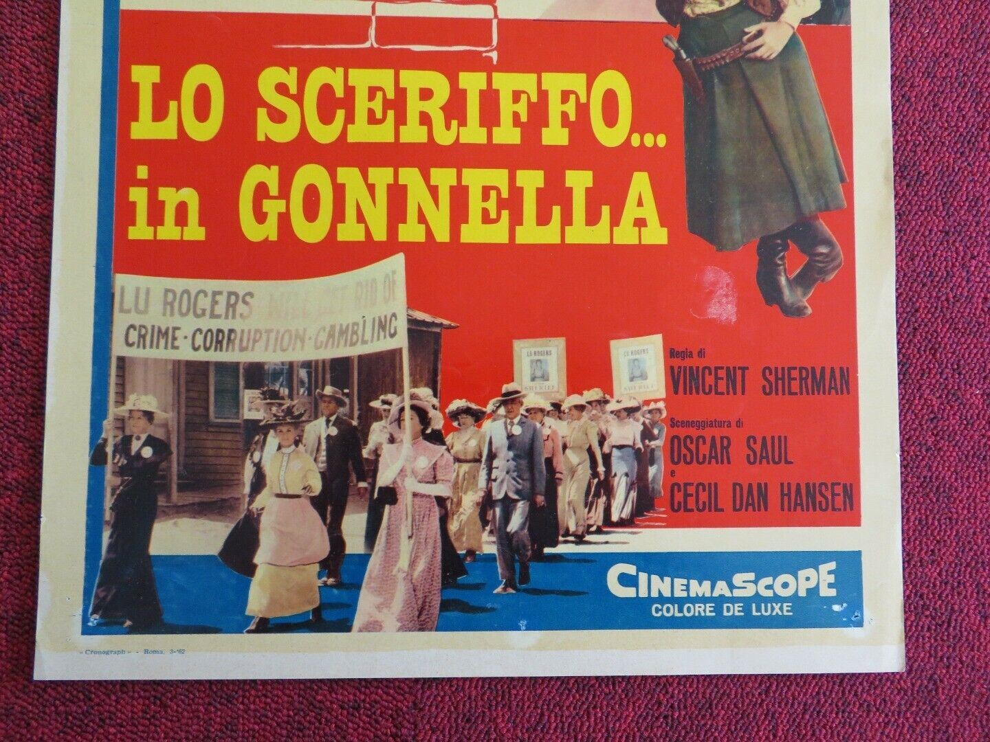 LO SCERIFFO... IN GONNELLA ITALIAN LOCANDINA (27.5"x13") POSTER D REYNOLDS 1961 Movie posters