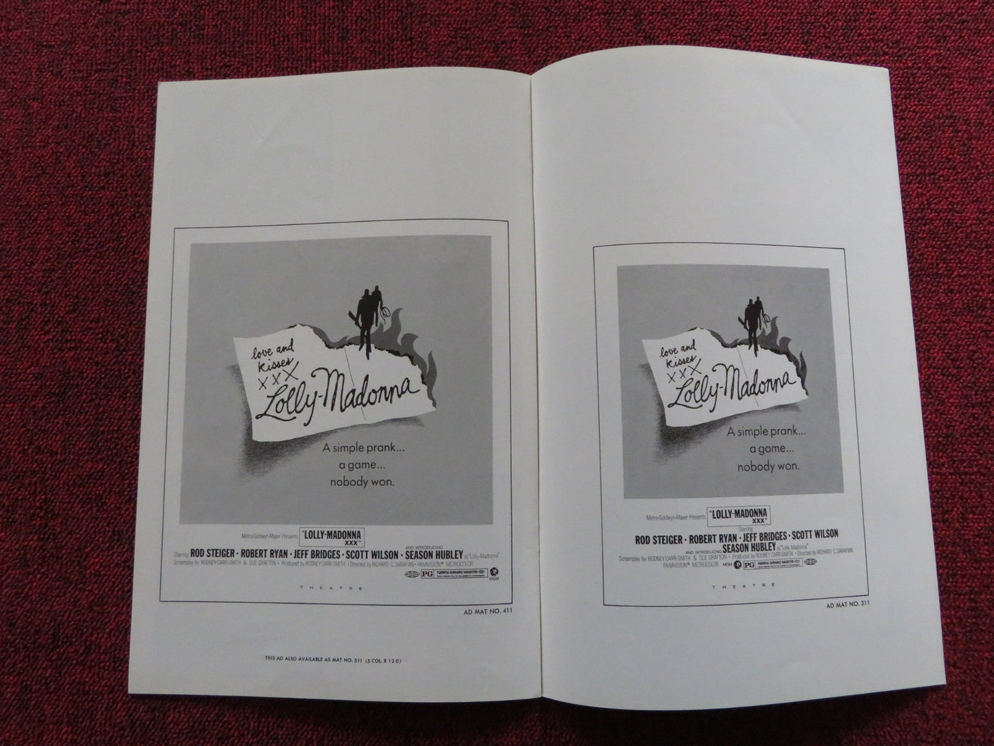 LOLLY - MADONNA US PRESSBOOK - UNCUT ROD STEIGER JEFF BRIDGES 1973 Rendezvous Cinema Movie posters