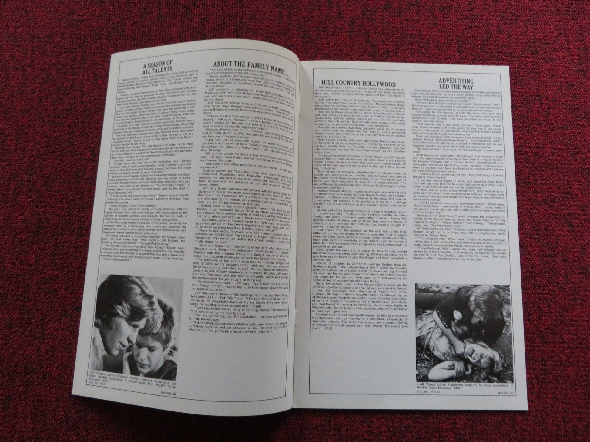 LOLLY - MADONNA US PRESSBOOK - UNCUT ROD STEIGER JEFF BRIDGES 1973 Rendezvous Cinema Movie posters