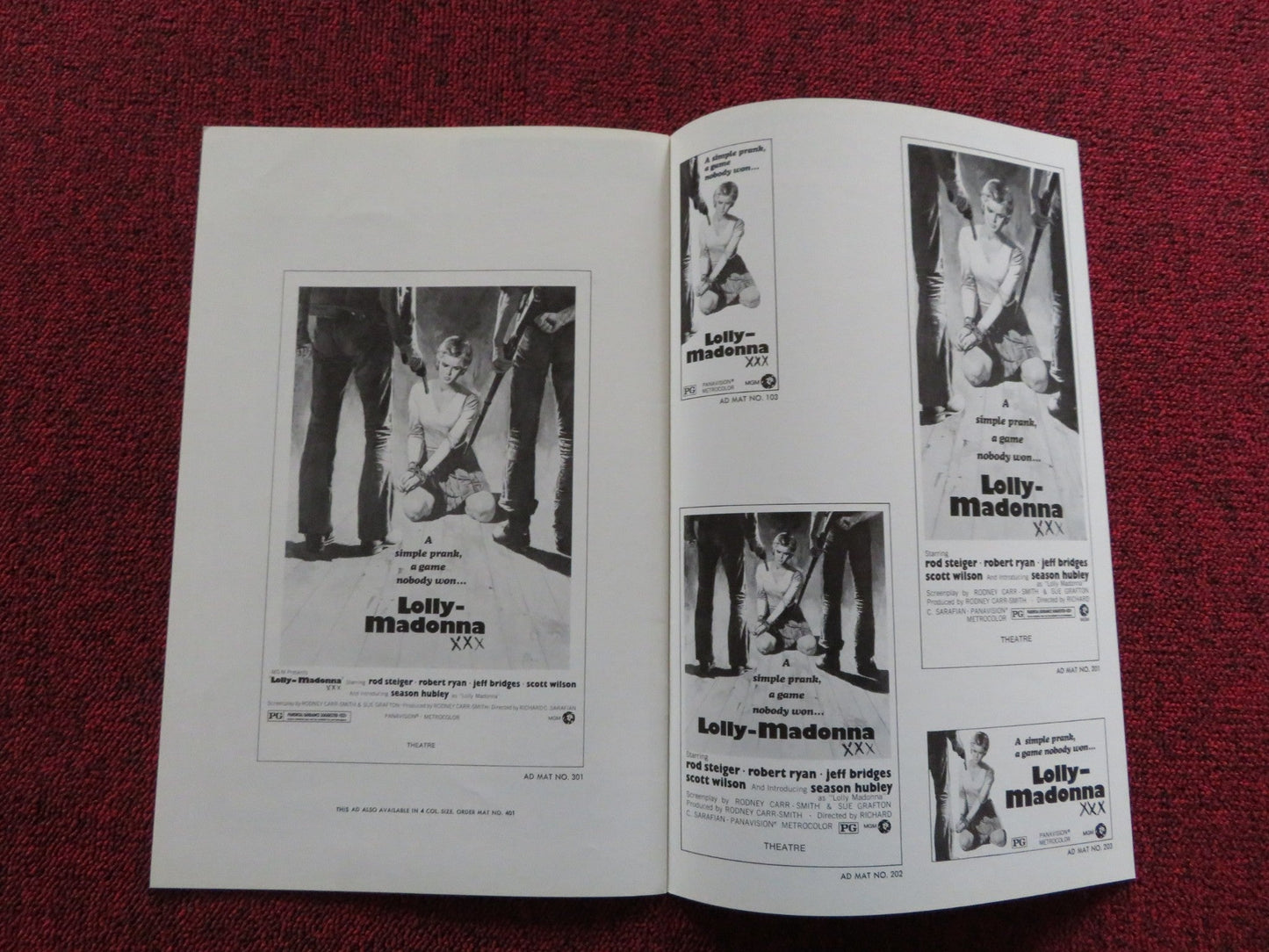 LOLLY - MADONNA US PRESSBOOK - UNCUT ROD STEIGER JEFF BRIDGES 1973 Rendezvous Cinema Movie posters