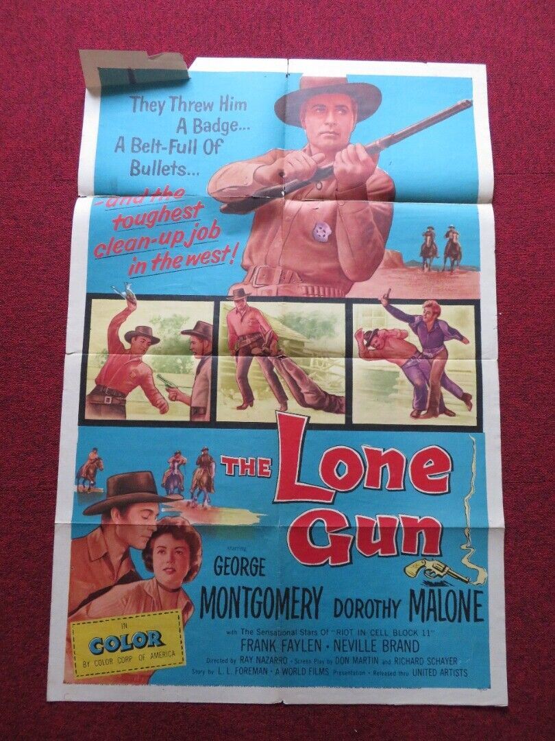 LONE GUN FOLDED US ONE SHEET POSTER GEORGE MONTGOMERY DOROTHY MALONE 1954 Movie posters