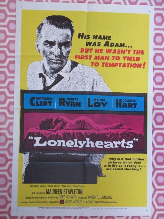 LONELYHEARTS US ONE SHEET POSTER MONTGOMERY CLIFF ROBERT RYAN 1959 Rendezvous Cinema Movie posters