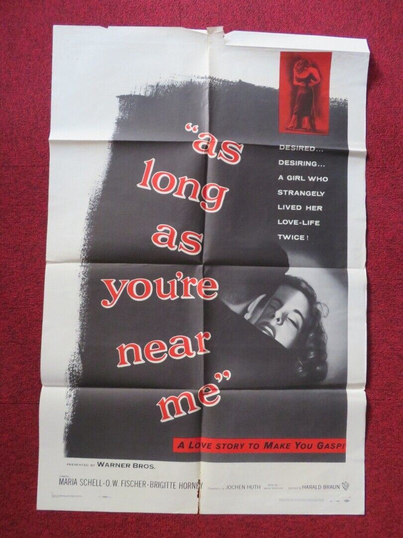 LONG AS YOU'RE NEAR ME FOLDED US ONE SHEET POSTER MARIA SCHELL O.W FISCHER 1953 Movie posters