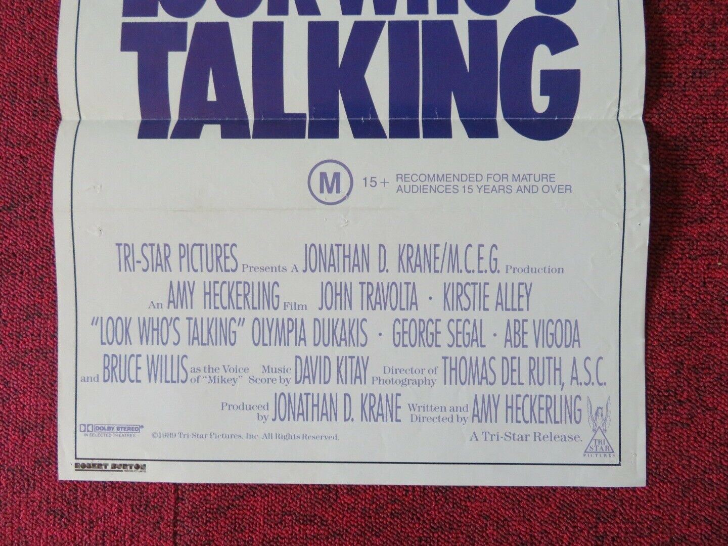 LOOK WHO'S TALKING FOLDED AUSTRALIAN DAYBILL POSTER JOHN TRAVOLTA KIRSTIE ALLEY Movie posters