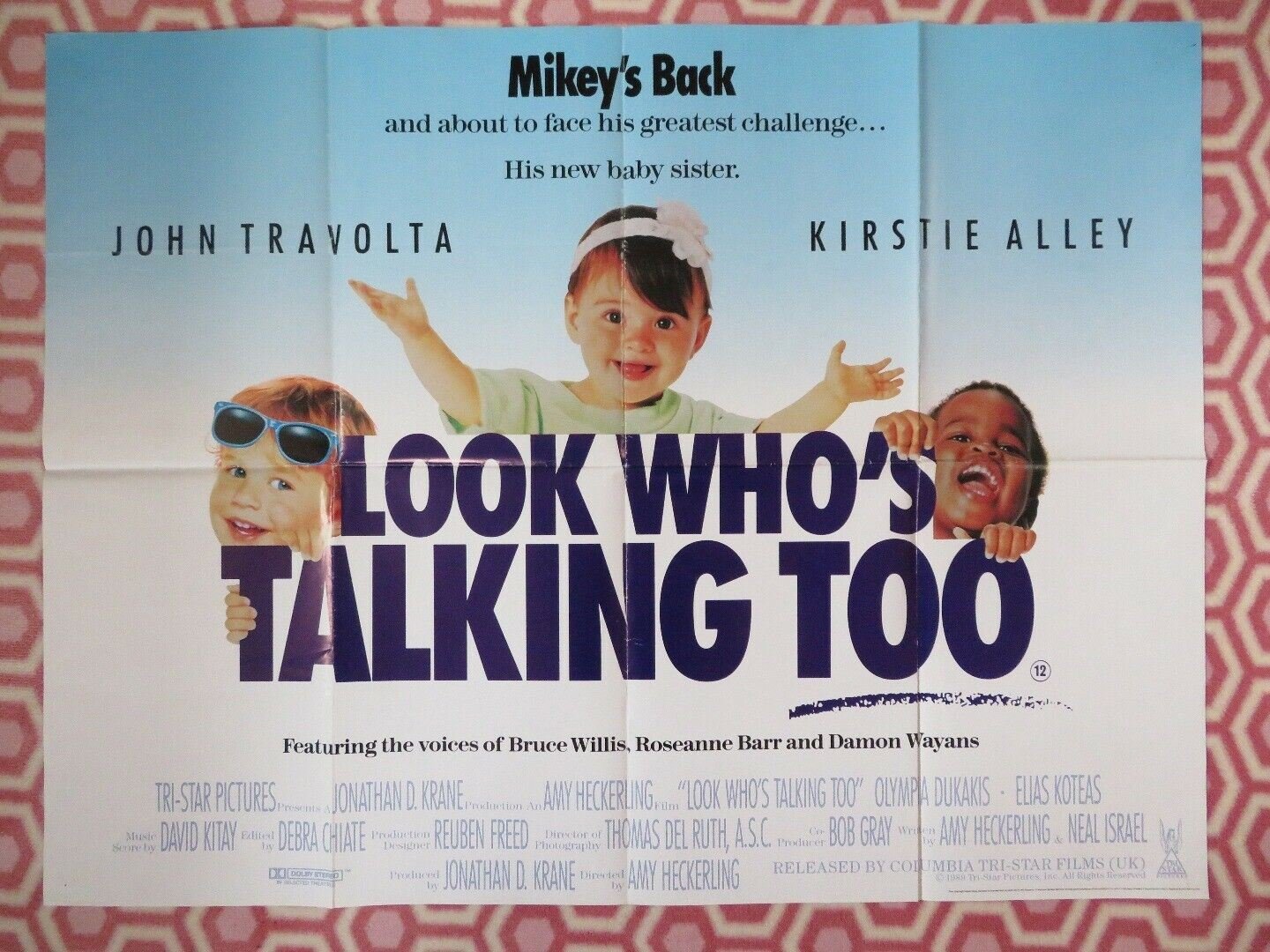 LOOK WHO'S TALKING TOO BRITISH QUAD (30"x40") POSTER JOHN TRAVOLTA KIRSTIE ALLEY Movie posters