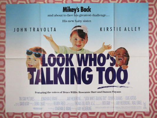 LOOK WHO'S TALKING TOO BRITISH QUAD (30"x40") POSTER JOHN TRAVOLTA KIRSTIE ALLEY Movie posters