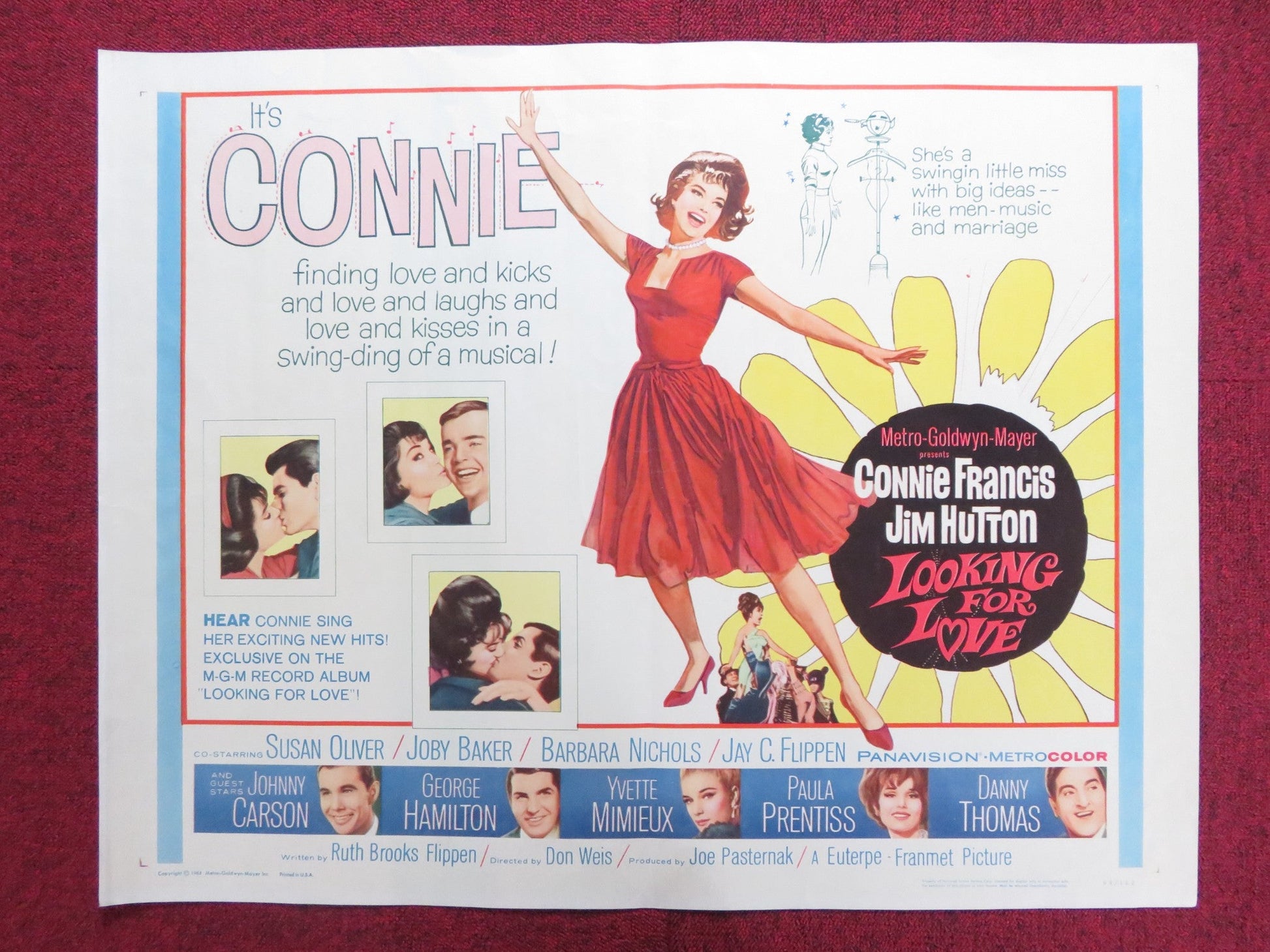 LOOKING FOR LOVE US HALF SHEET (22"x 28") POSTER CONNIE FRANCIS JIM HUTTON 1964 Rendezvous Cinema Movie posters