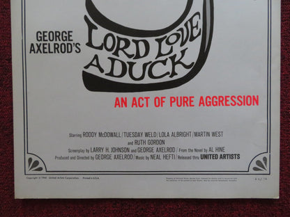 LORD LOVE A DUCK US INSERT (14"x 36") POSTER RODDY MCDOWALL TUESDAY WELD 1966 Rendezvous Cinema Movie posters