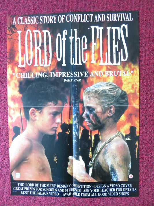 LORD OF THE FLIES VHS VIDEO POSTER FOLDED HARRY HOOK 1990 Rendezvous Cinema Movie posters