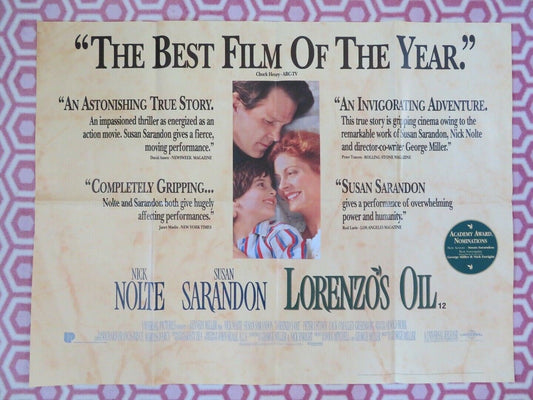 LORENZO'S OIL BRITISH QUAD (30"x40") POSTER NICK NOLTE SUSAN SARANDON 1992 Movie posters