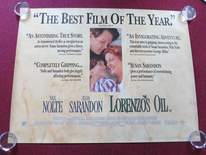 LORENZO'S OIL UK QUAD (30"x 40") ROLLED POSTER NICK NOLTE SUSAN SARANDON 1992 Rendezvous Cinema Movie posters