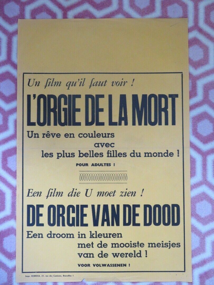 L'ORGIE DE LA MORT/ ORGIE OF THE DEAD BELGIUM (21.5"x14") POSTER 1965 Movie posters